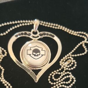 #D Silver Heart Pendant Necklace HD Willie G Snap Button 18mm